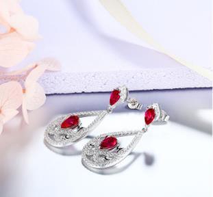 925 gioielli in argento sterling rubi pietre preziose diamante pendenti orecchini per le donne cristallo rosso