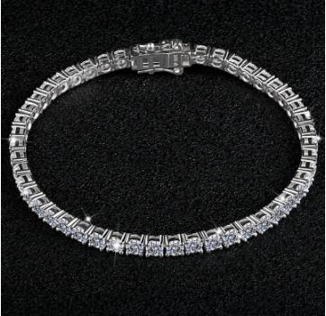 Bracciale da donna in argento sterling 925 da 2-5 mm con pietra mosana rotonda da tennis