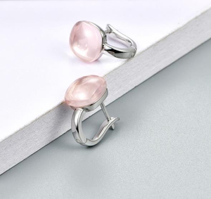 Orecchini alla moda placcati in argento sterling 925 con cristallo rosa chiaro