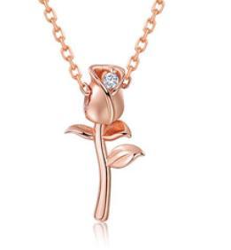 Collana con rosa placcata oro in argento sterling 925 New Sen Country Style