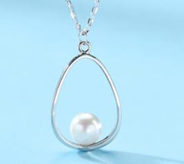 Collana di perle d'argento Collana di temperamento semplice in argento sterling S925