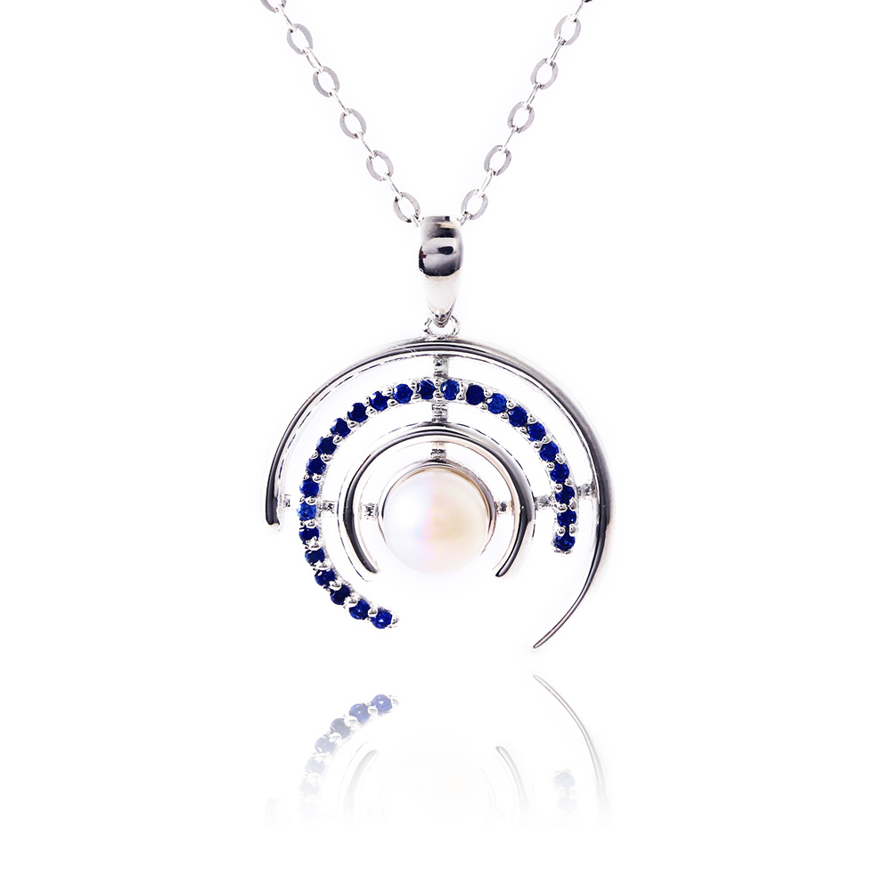 925 gioielli alla moda in argento sterling con collana di perle d'acqua dolce naturali