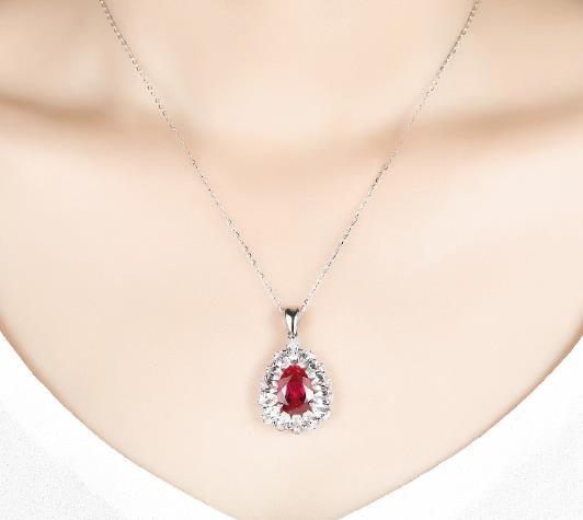 Ciondolo regalo in argento sterling con rubino rosso creato con ciondolo in argento da donna con rubino rosso