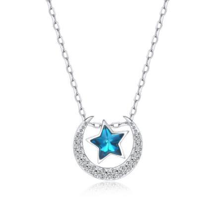 La Nuova Collana Di Diamanti Con Stella A Cinque Punte Collana In Argento Sterling 925 Donna Zircone Blu