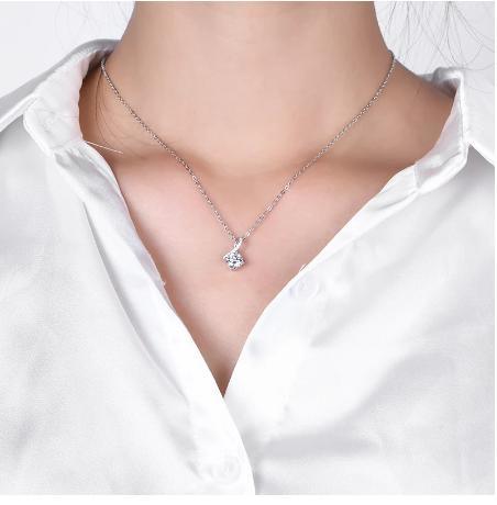 Collana con ciondolo in argento 925 di buona purezza, colore argento, con taglio eccellente, per regalo da donna