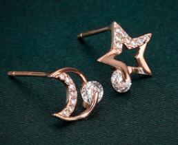 Orecchini Star Moon in argento sterling 925 della serie Night Sky