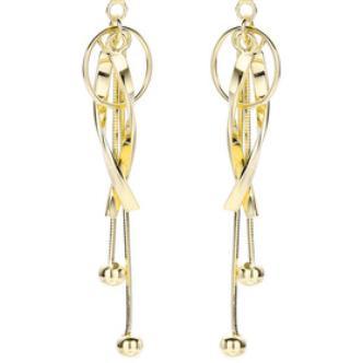 Orecchini da donna eleganti in argento sterling 925 placcato oro con nappa in metallo