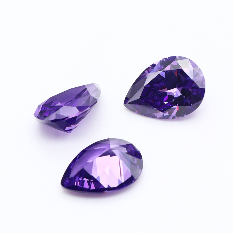 3EX D VVS Cubic Zirconia taglio pera viola scuro