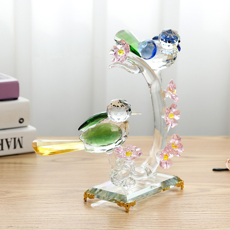 New Chinese Geometric Crystal Bird Crafts Decoration Hotel Model Room Soggiorno TV Wine Cabinet Decorazione morbida