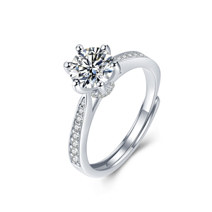 Elegante anello da donna con diamante Moissanite in argento sterling 925 placcato oro bianco 14k