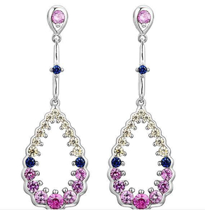 Orecchino in argento sterling con zaffiro rosa per donna Designs S925 per donna elegante