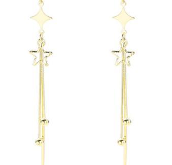 Orecchini a farfalla con nappa in argento sterling 925 placcati oro