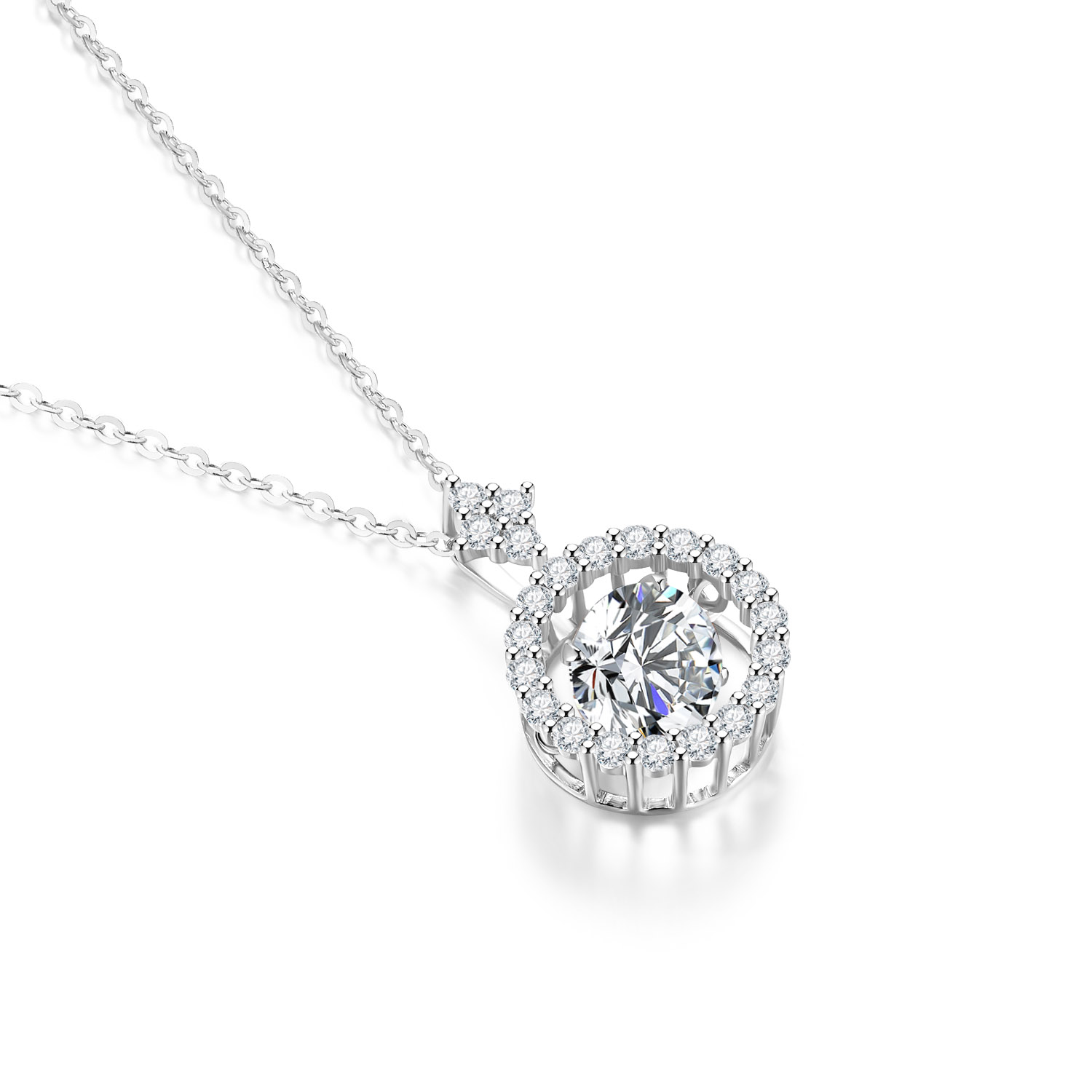 L'ultimo prezzo di fabbrica 925 collana in platino moissanite placcato argento sterling 14K