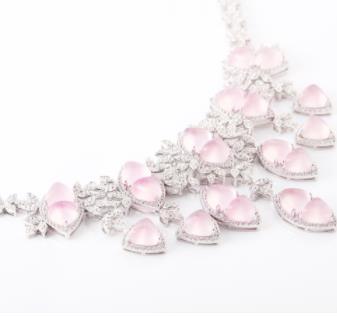 Collana classica in quarzo rosa Collana in argento 925 con gioielli squisiti con gemme di cristallo