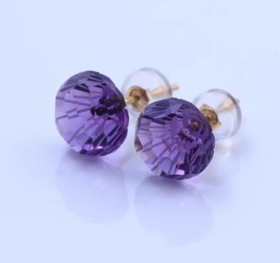 Orecchini rotondi con gemme viola Orecchini rotondi in argento sterling 925 placcati in oro