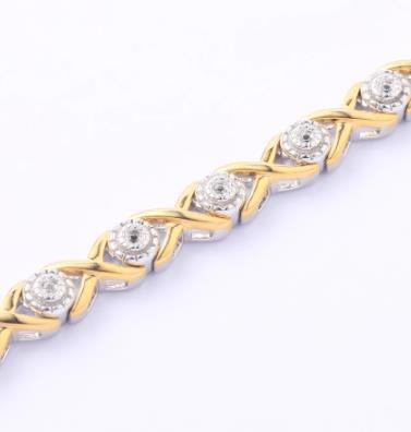 Bracciale in argento sterling con diamanti naturali gioielli gialli placcati in oro