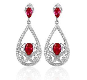 925 gioielli in argento sterling rubi pietre preziose diamante pendenti orecchini per le donne cristallo rosso