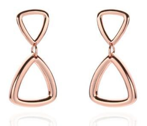 Orecchini da donna a doppio triangolo in argento sterling 925 placcato oro