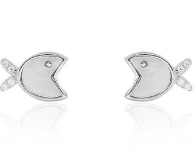 Orecchini a forma di squalo in argento sterling 925 925 serie Marine Life