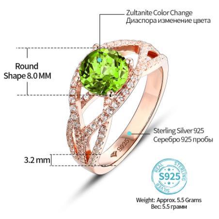 Anello d'argento scolorito placcato oro rosa 2-3 carati squisito anello regalo di anniversario di matrimonio