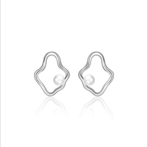 Orecchini di perle da donna placcati in argento sterling 925 con onda irregolare