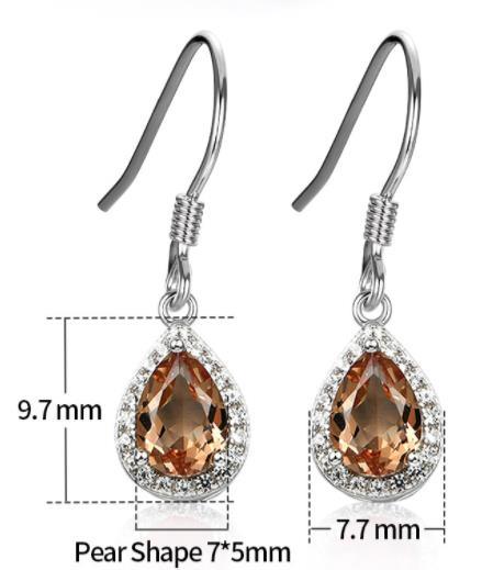 Orecchini multicolori alla moda placcati in argento sterling 925 a forma di pera