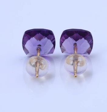 Orecchini con gemme quadrate viola Orecchini quadrati in argento sterling 925 placcati in oro