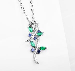 S925 gioielli in argento sterling che nutrono smeraldo collana pendente smeraldo regalo