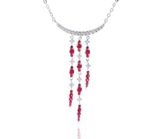 Ciondolo di fidanzamento con gioielli in argento sterling 925 con collana di rubini da donna