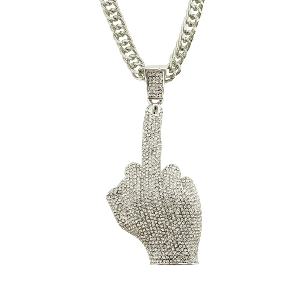 Gioielli di moda con ciondolo con collana di dito medio hip-hop