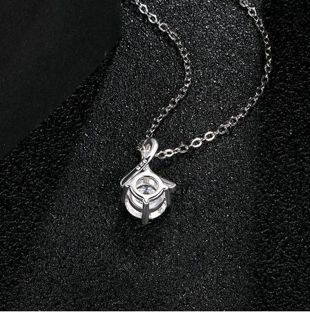 Collana con ciondolo in argento 925 di buona purezza, colore argento, con taglio eccellente, per regalo da donna