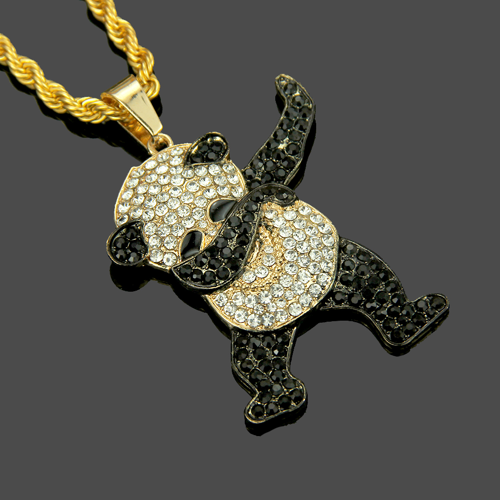 Pendente della collana del panda della roccia sveglio di Hip Hop