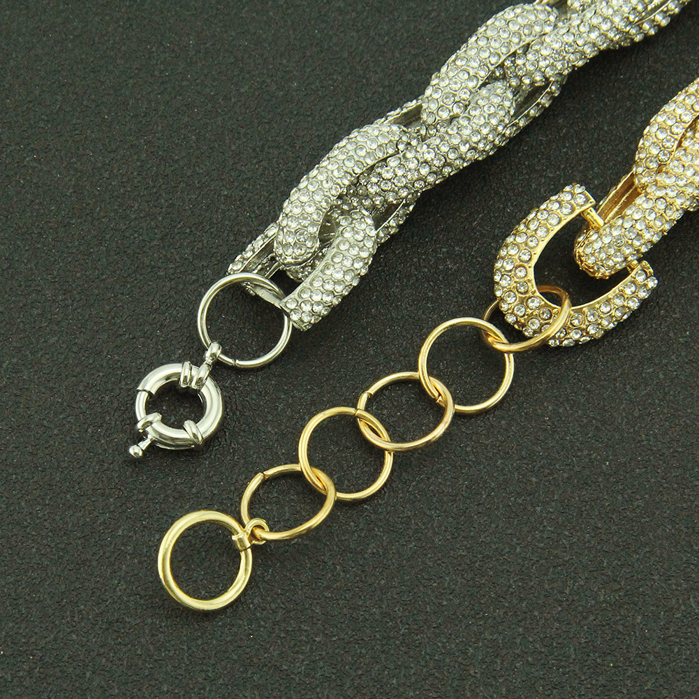 Catena spessa con collana in argento cristallo