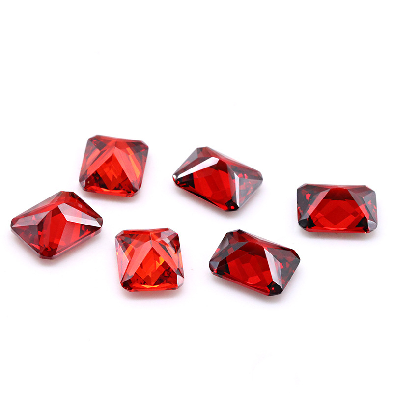 3A Cubic Zirconia Rettangolare Di Alta Qualità Rosso Scuro