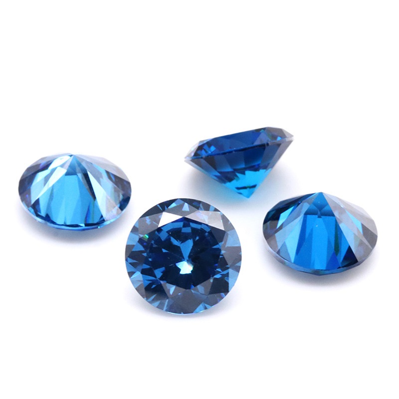 3EX 3A Cubic Zirconia Blu Taglio Rotondo