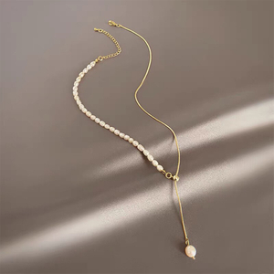 Collana di perle con nappe, elegante catena a clavicola versatile in argento 925 di nicchia, gioielli squisiti all'ingrosso