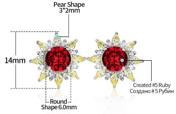 Orecchino a bottone in argento sterling con rubino per donna Gioielleria raffinata Zircone giallo rubino in stile romantico