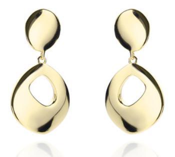 Orecchini da donna in argento sterling 925 placcato oro con ciondolo metallico