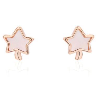 Orecchini da donna semplici Little Star in argento sterling 925 placcato oro