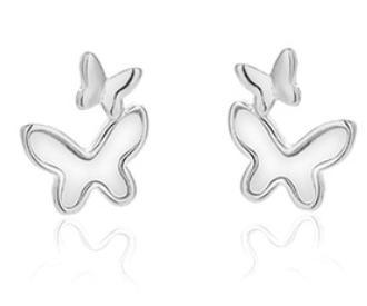 Farfalle svolazzano orecchini carini in argento sterling 925 placcati in oro