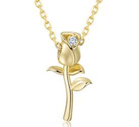 Nuova collana con rose da giardino Collana con clavicola in argento sterling S925 placcata oro