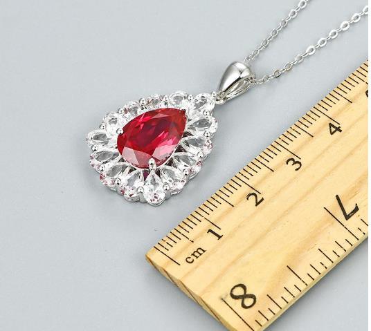 Ciondolo regalo in argento sterling con rubino rosso creato con ciondolo in argento da donna con rubino rosso