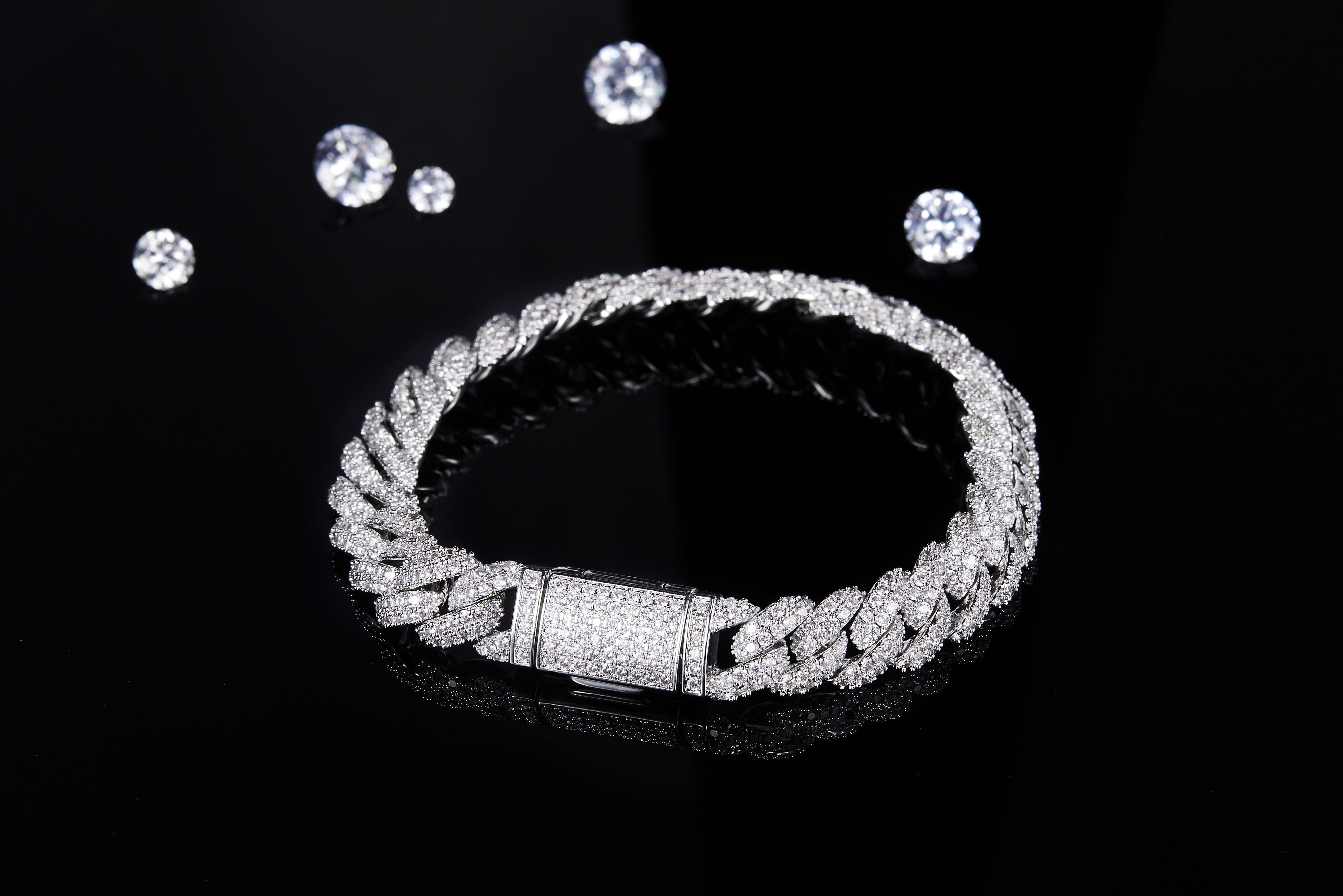 Lussuoso bracciale Moissanite da uomo e da donna con diamanti pieni