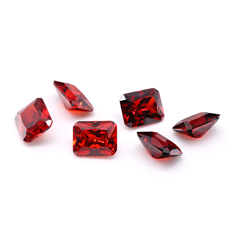 3A Cubic Zirconia Rettangolare Di Alta Qualità Rosso Scuro