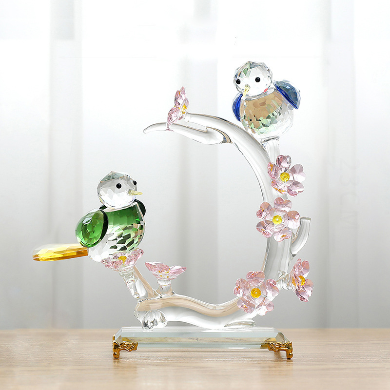 New Chinese Geometric Crystal Bird Crafts Decoration Hotel Model Room Soggiorno TV Wine Cabinet Decorazione morbida