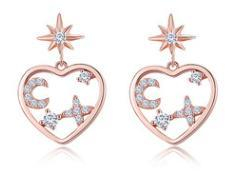 Nuovi orecchini in argento sterling 925 con cuore Orecchini decorativi con luna stellata