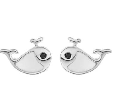 Orecchini a forma di balena placcati in argento sterling 925 serie Marine Life