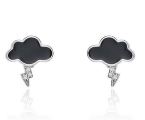 Orecchini con nuvolette scure in argento sterling 925 della serie Weather