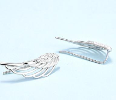 Orecchini carini in argento sterling 925 con ala d'angelo