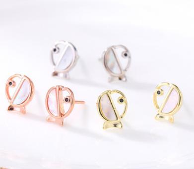 Simpatici orecchini in argento sterling 925 placcati oro Little Monster